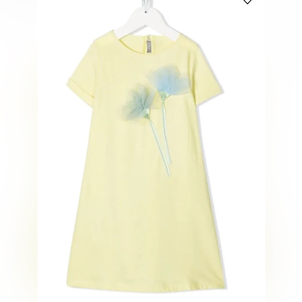 Italian made Yellow Dress with Blue Floral Accents